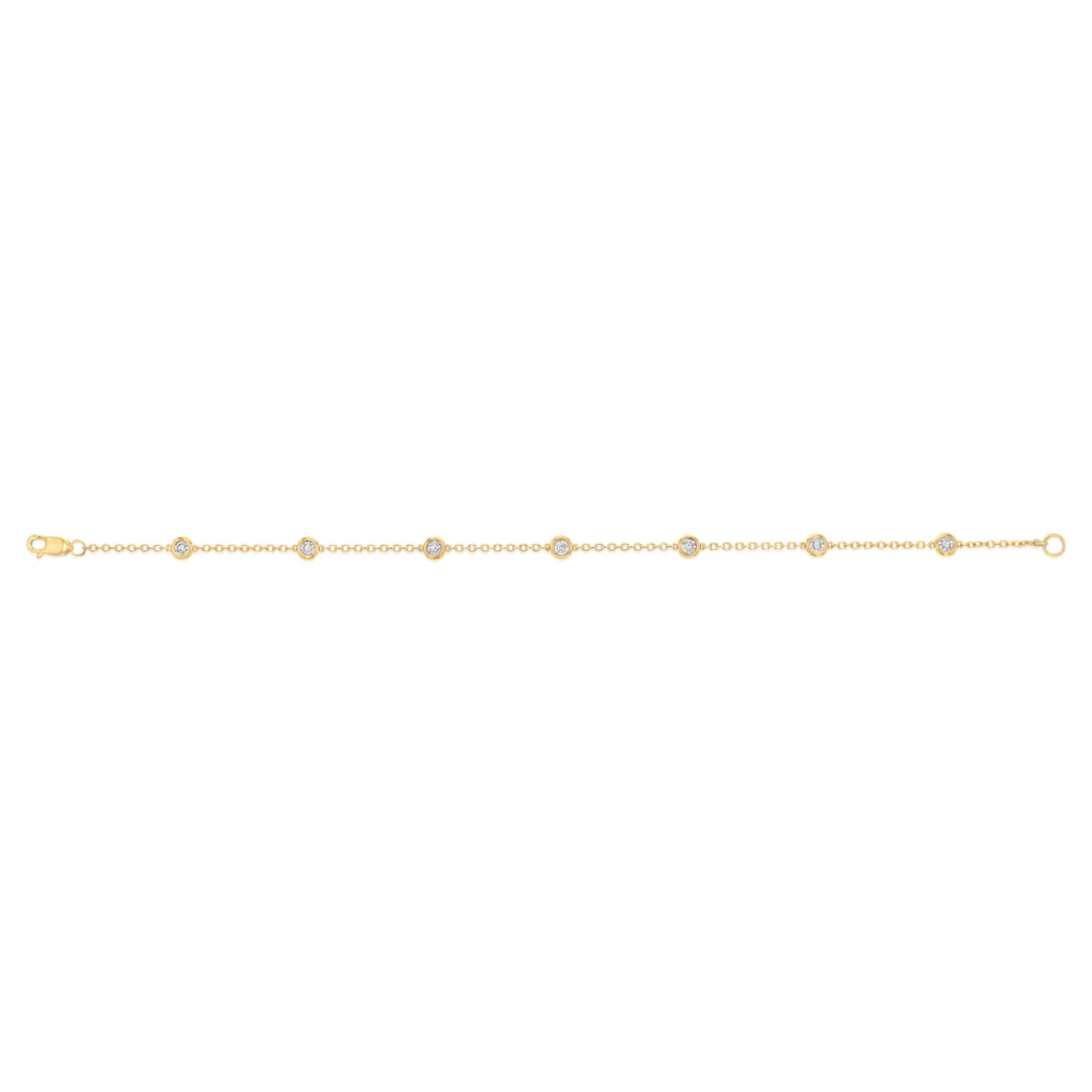 7 Diamond 17.5cm Fancy Bracelet in Gold Plated Silver - Image 2
