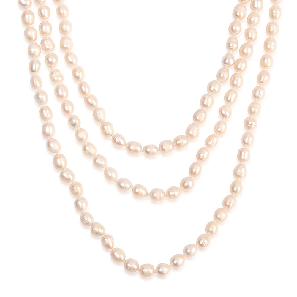 8-9mm White Rice Pearl 162.5cm Long Necklace - Image 2
