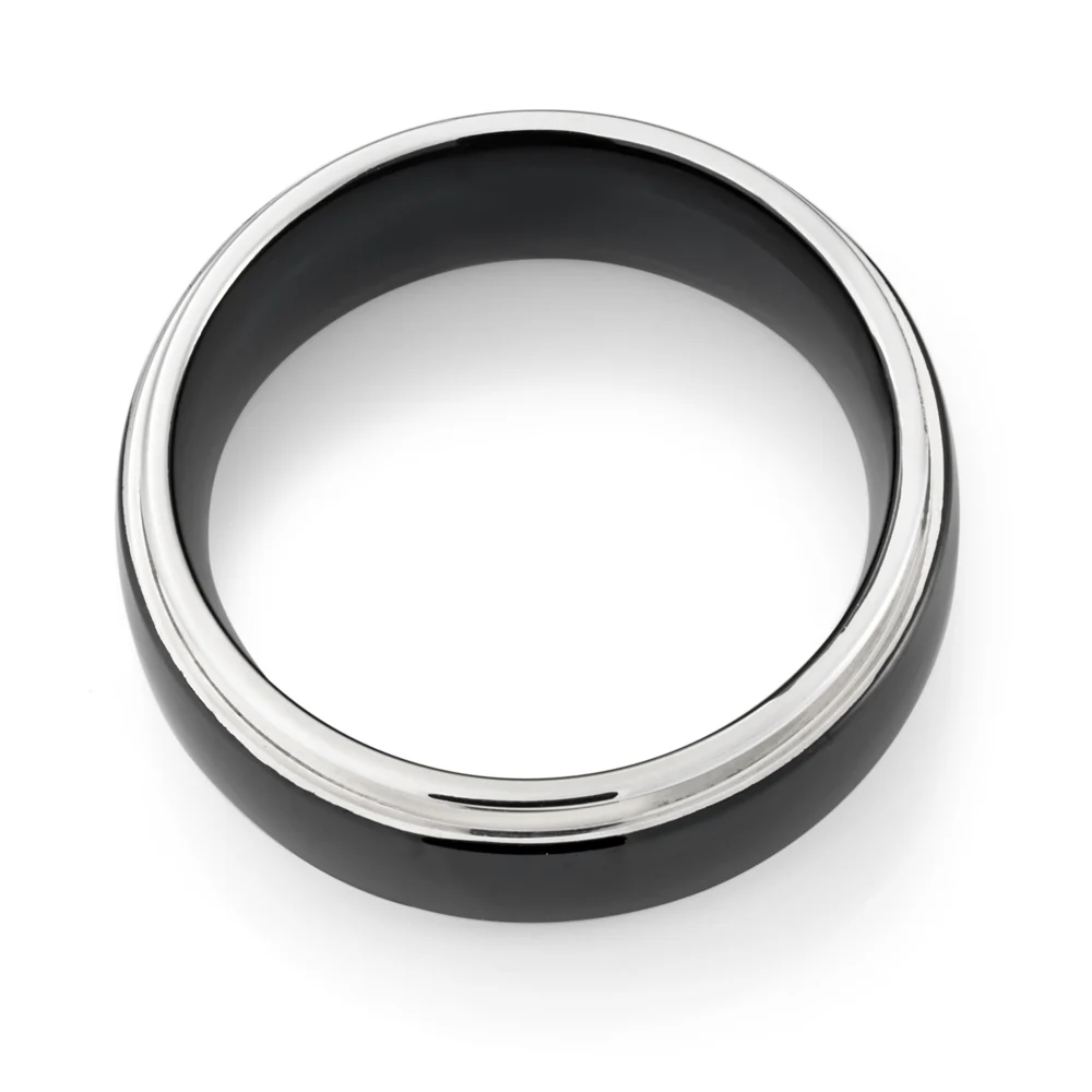 8mm Stainless Steel Black Plated Gents Ring - Image 2