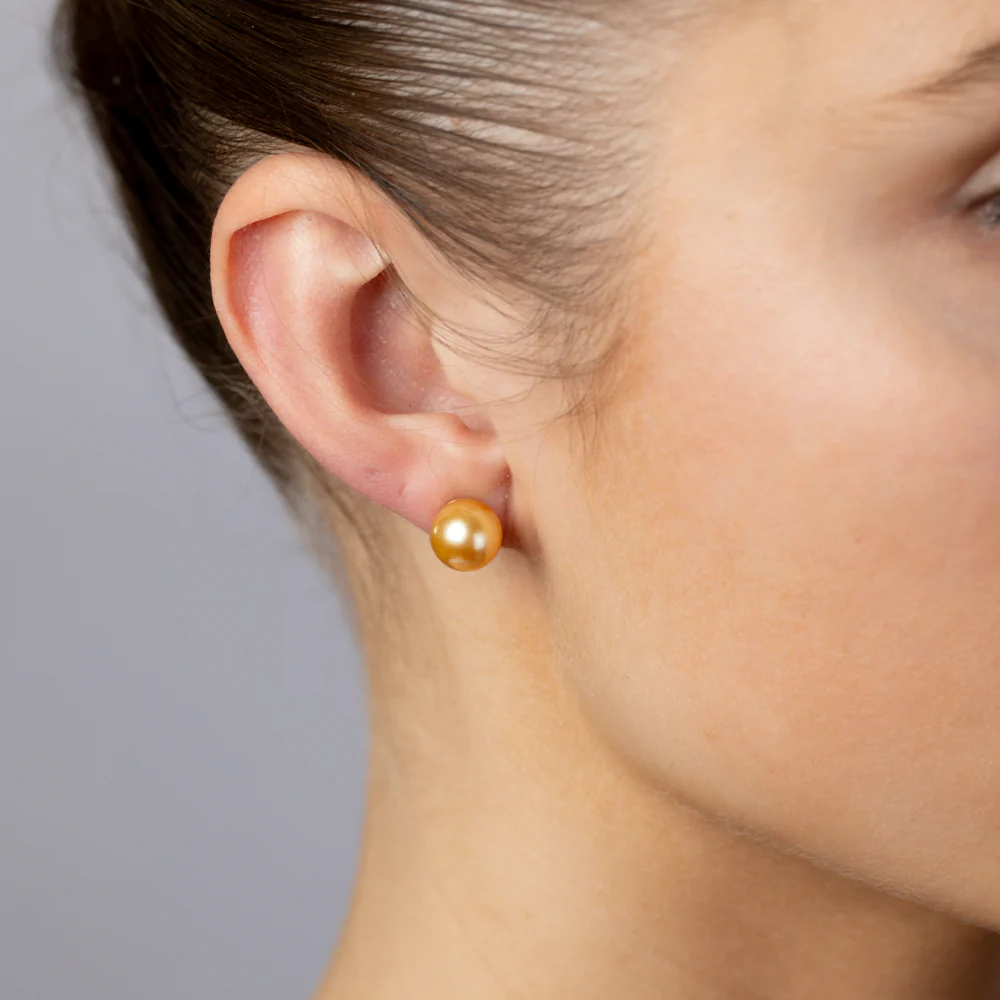 9-11MM Golden South Seal Pearl Stud Earrings in 9ct Yellow Gold - Image 2