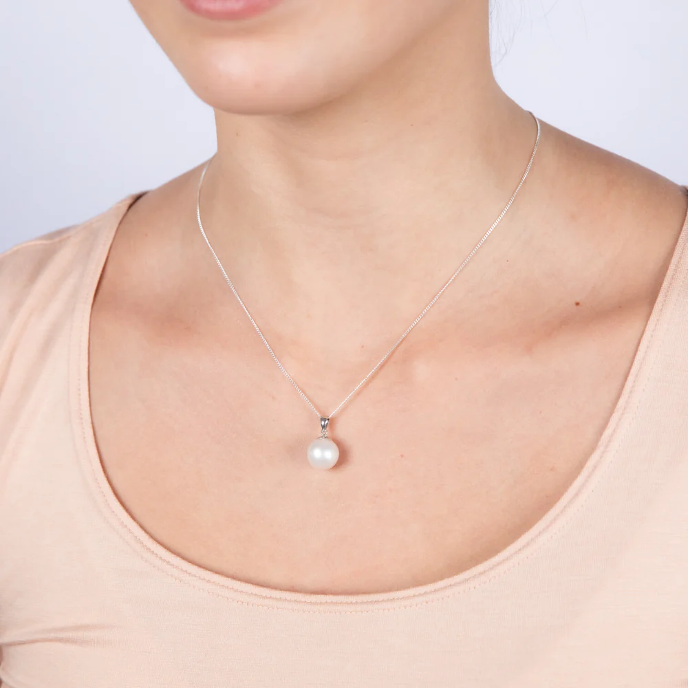 9-11mm White South Sea Pearl Pendant in Sterling Silver - Image 2