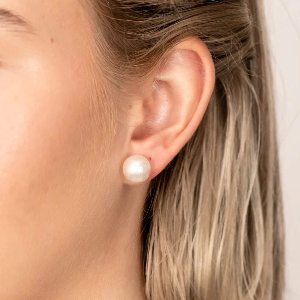 9-11mm White South Sea Sterling Silver Pearl Studs - Image 2