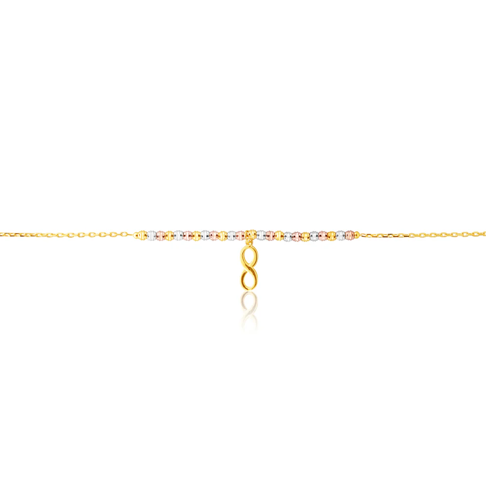 9 ct Gold  Figaro Infinity 27cm Anklet - Image 2
