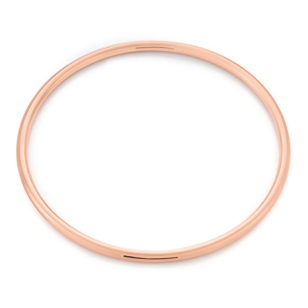 9ct 4mm x 65mm Rose Gold Silver Filled Plain Golf Bangle - Image 2