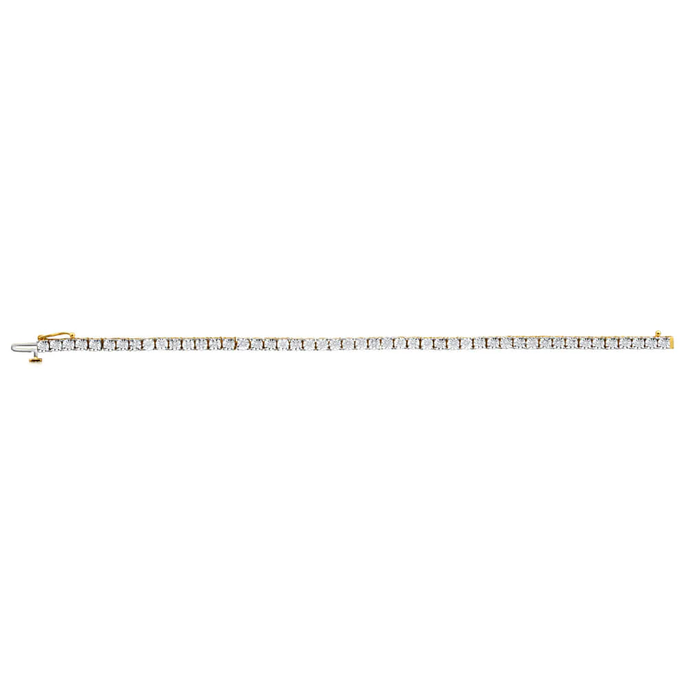 9ct Charming 1/4 Carat Yellow Gold Diamond Tennis Bracelet 18cm - Image 2