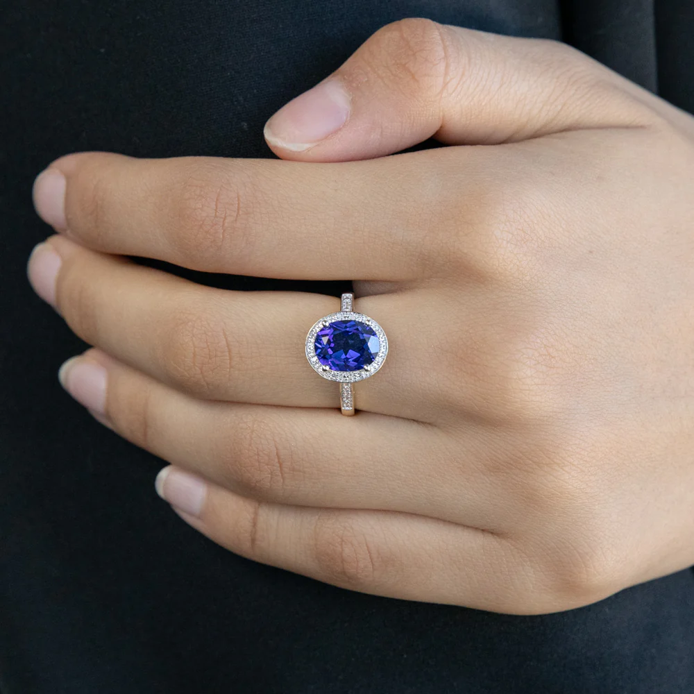 9ct Created Sapphire & Diamond Ring - Image 2
