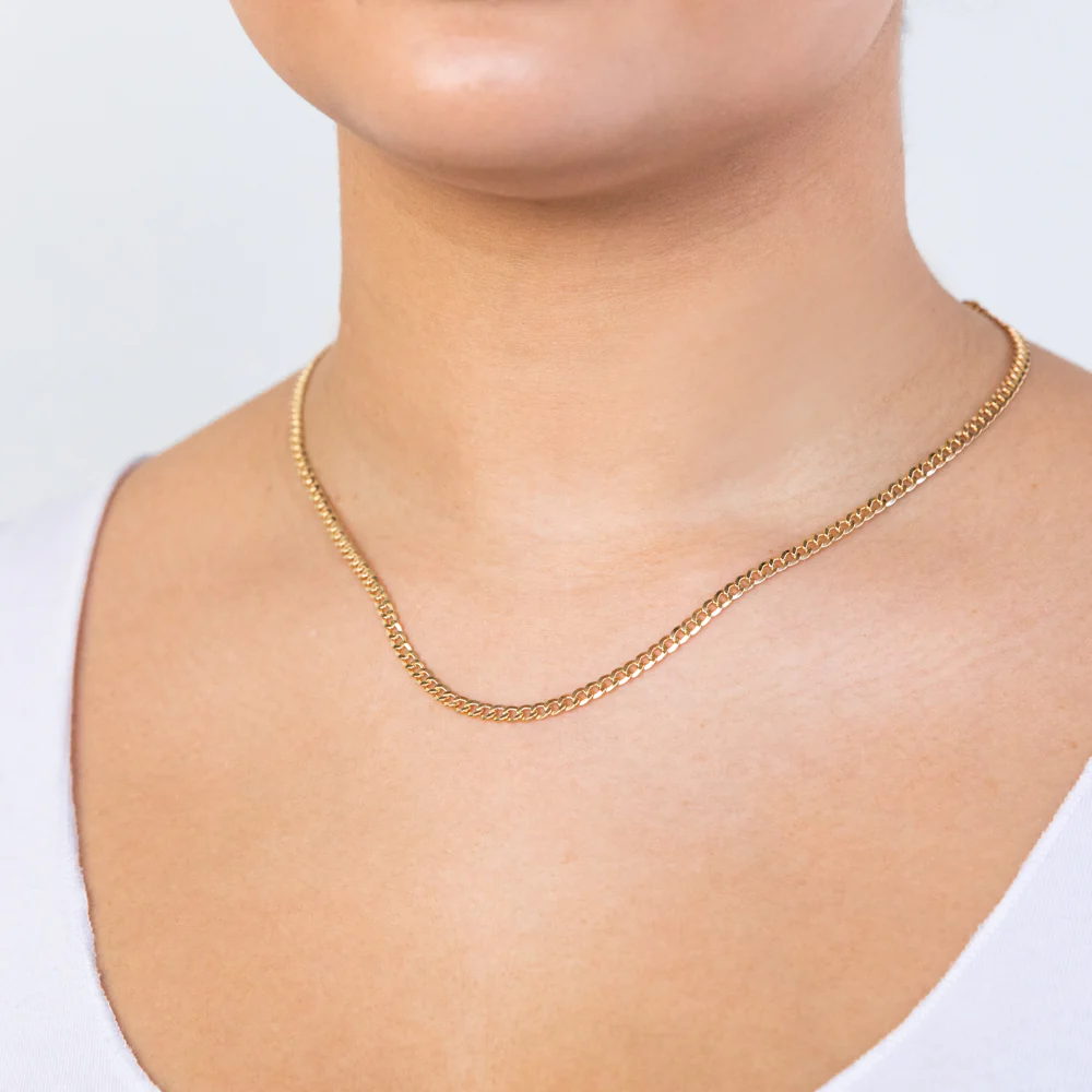9ct Elegant Yellow Gold Copper Filled Curb 45cm Chain - Image 3
