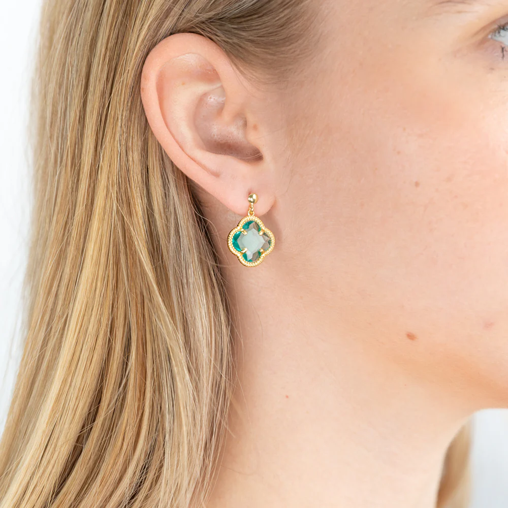 9ct Gold Filled Blue Coloured Stud Drop Earrings - Image 2