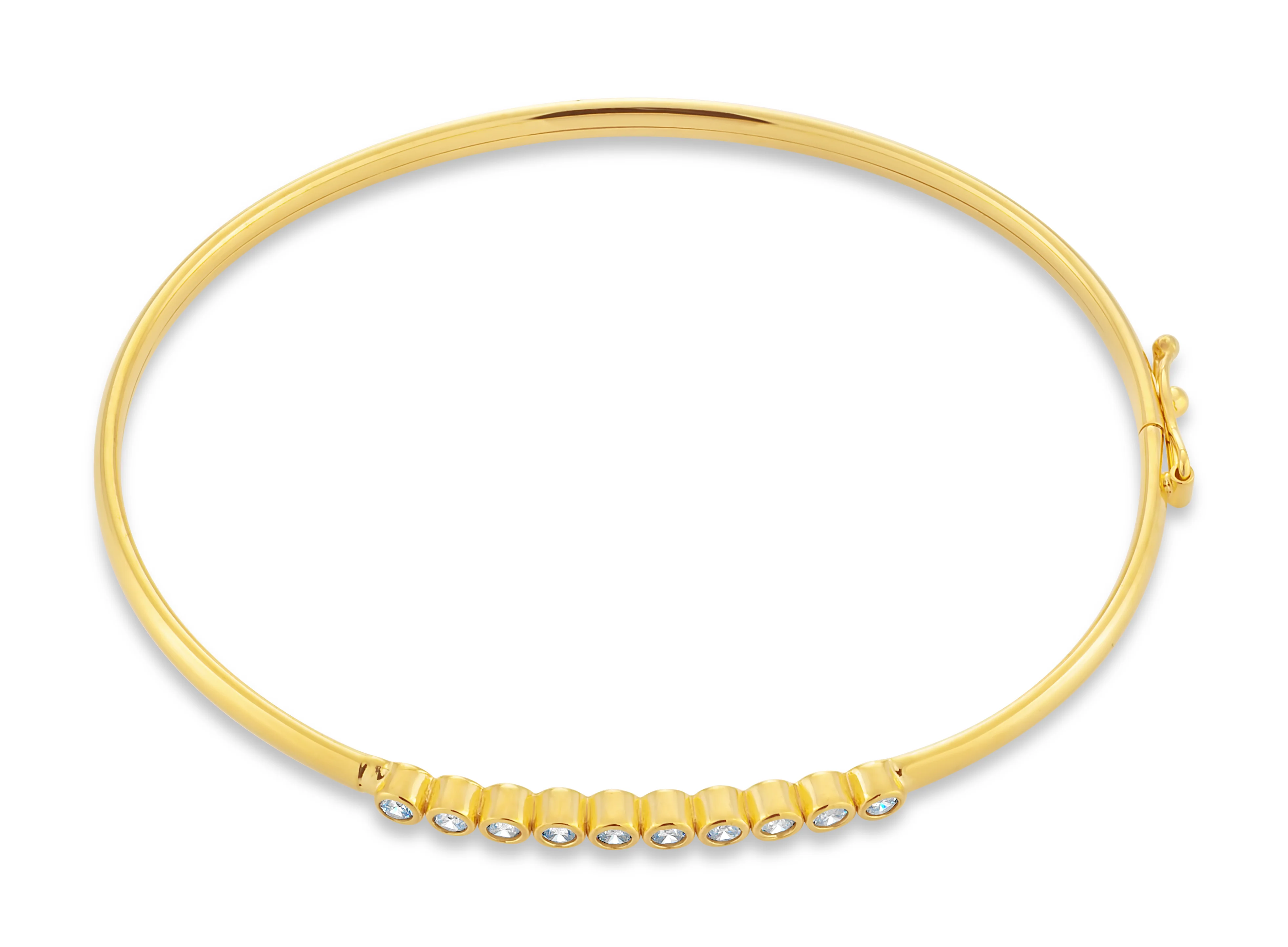 9ct Gold Filled Cubic Zirconia Bezel Set Bangle - Image 2