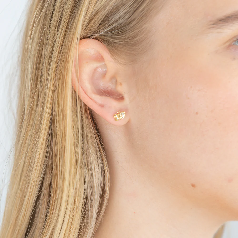 9ct Gold Filled Cubic Zirconia Butterfly Shape Stud Earrings - Image 2