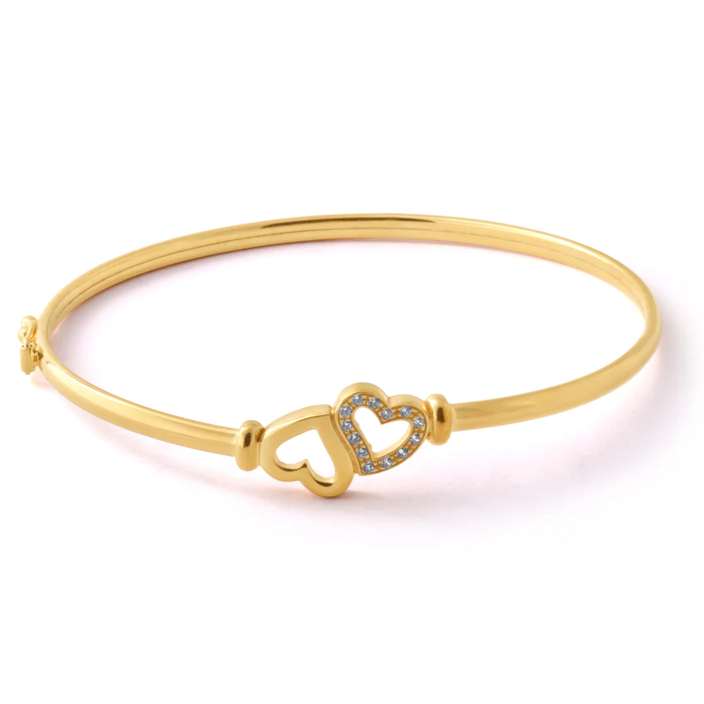 9ct Gold Silver Filled Heart Bangle - Image 2