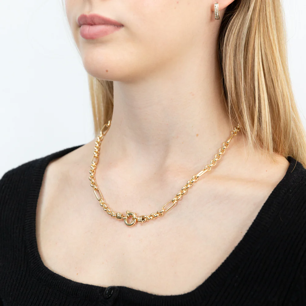 9ct Gold Silverfilled Fancy 9+1 Belcher 5.5mm Wide 45cm Chain - Image 3