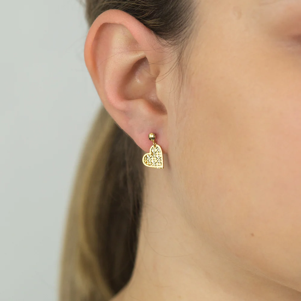 9ct Gold Silverfilled Heart Drop Earrings - Image 2