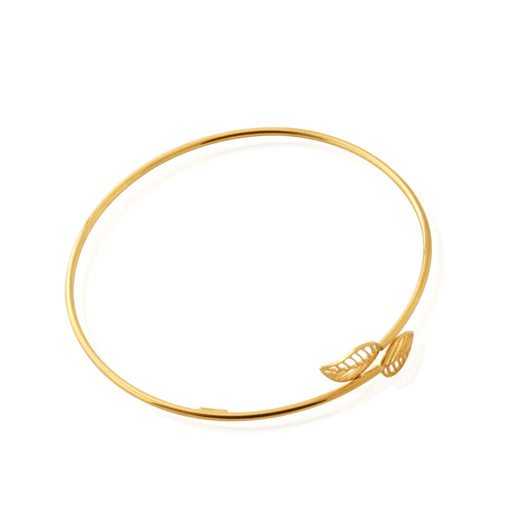 9ct Gold Silverfilled Leaf Bangle - Image 2