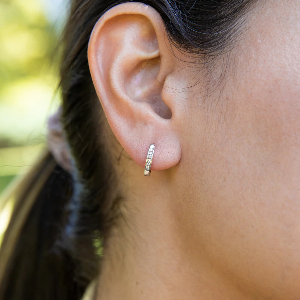 9ct Magnificent White Gold Diamond Hoop Earrings - Image 3