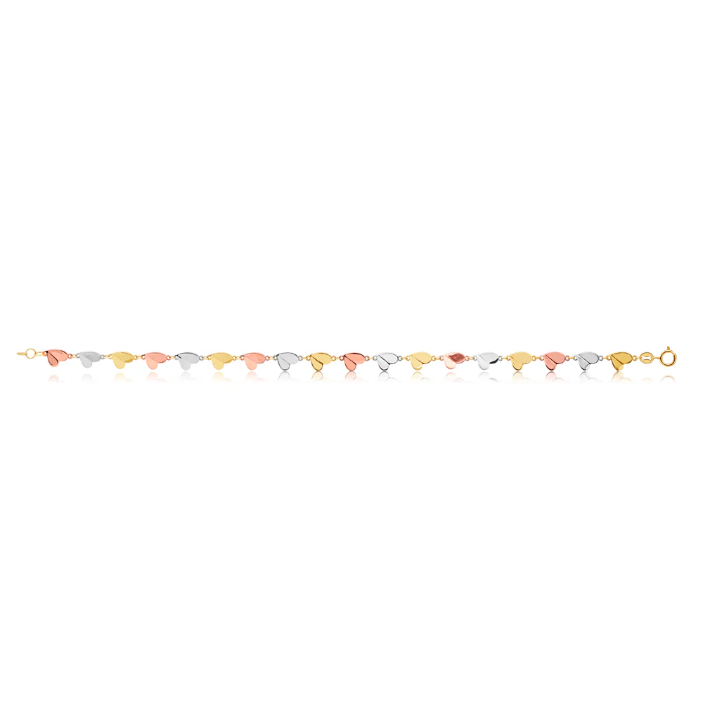 9ct Multi Tone Heart Link 19cm Bracelet - Image 2