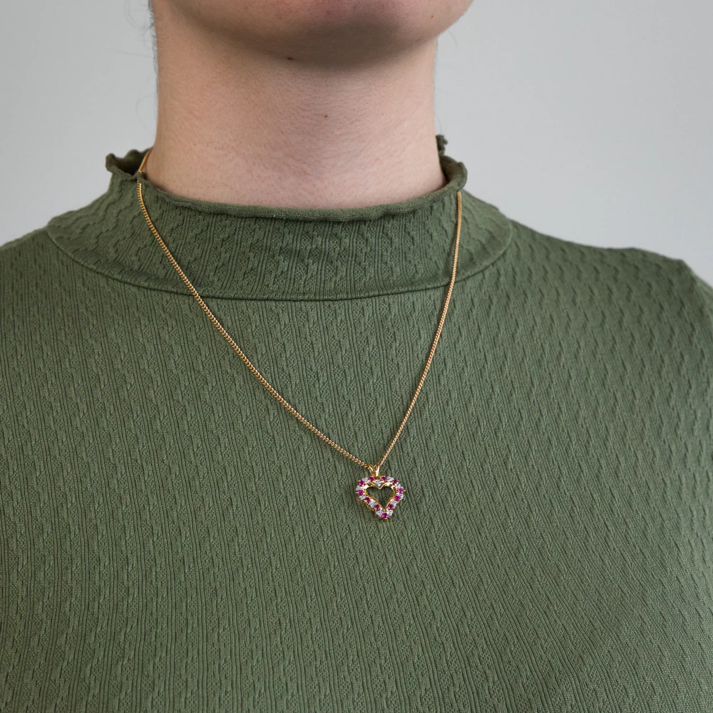 9ct Natural Ruby and Diamond Heart Pendant - Image 3