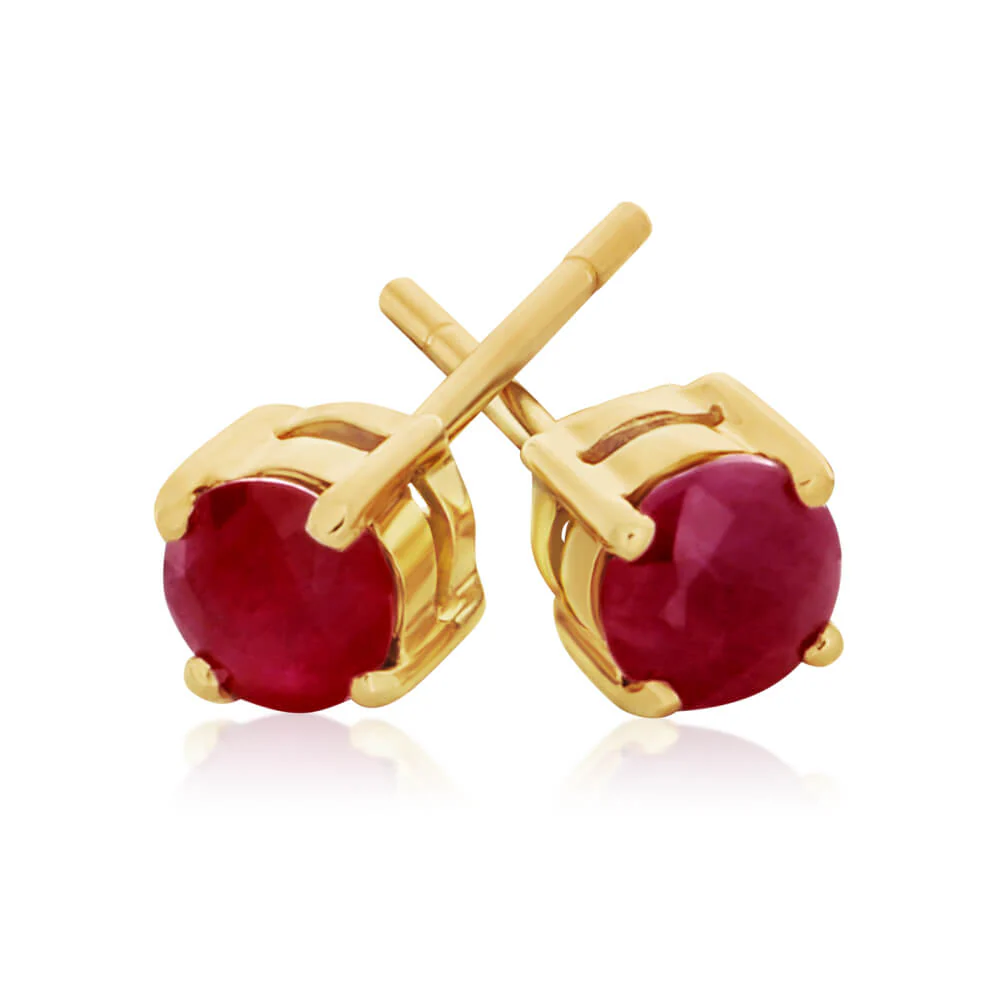 9ct Natural Ruby Stud Earrings - Image 2