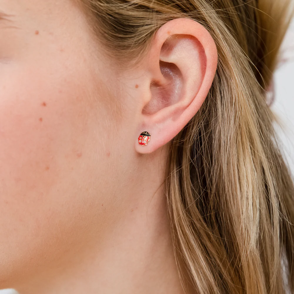 9ct Red And Black Ladybug Stud Earrings - Image 2