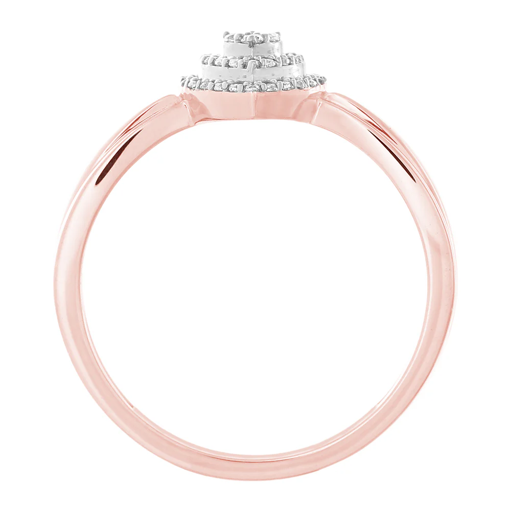9ct Rose Gold 0.10 Carat Heart Shape Diamond Ring with 39 Brilliant Cut Diamonds - Image 2