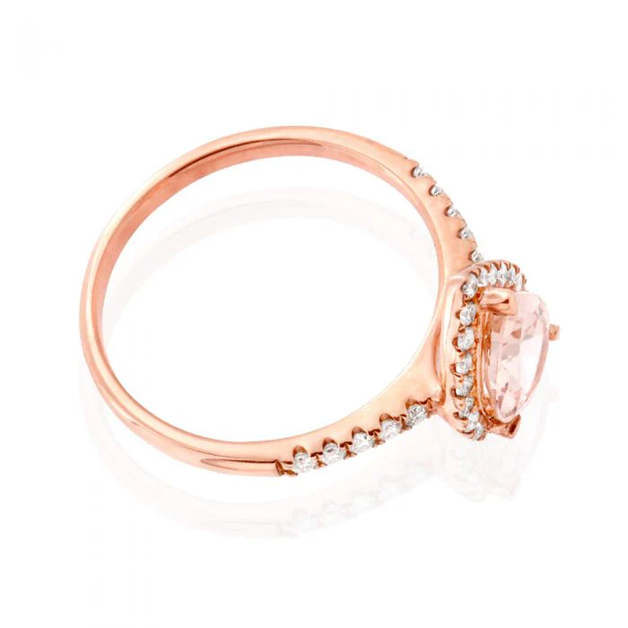 9ct Rose Gold 1.50 Carat Morganite & 0.30 Carat Diamond Ring - Image 2