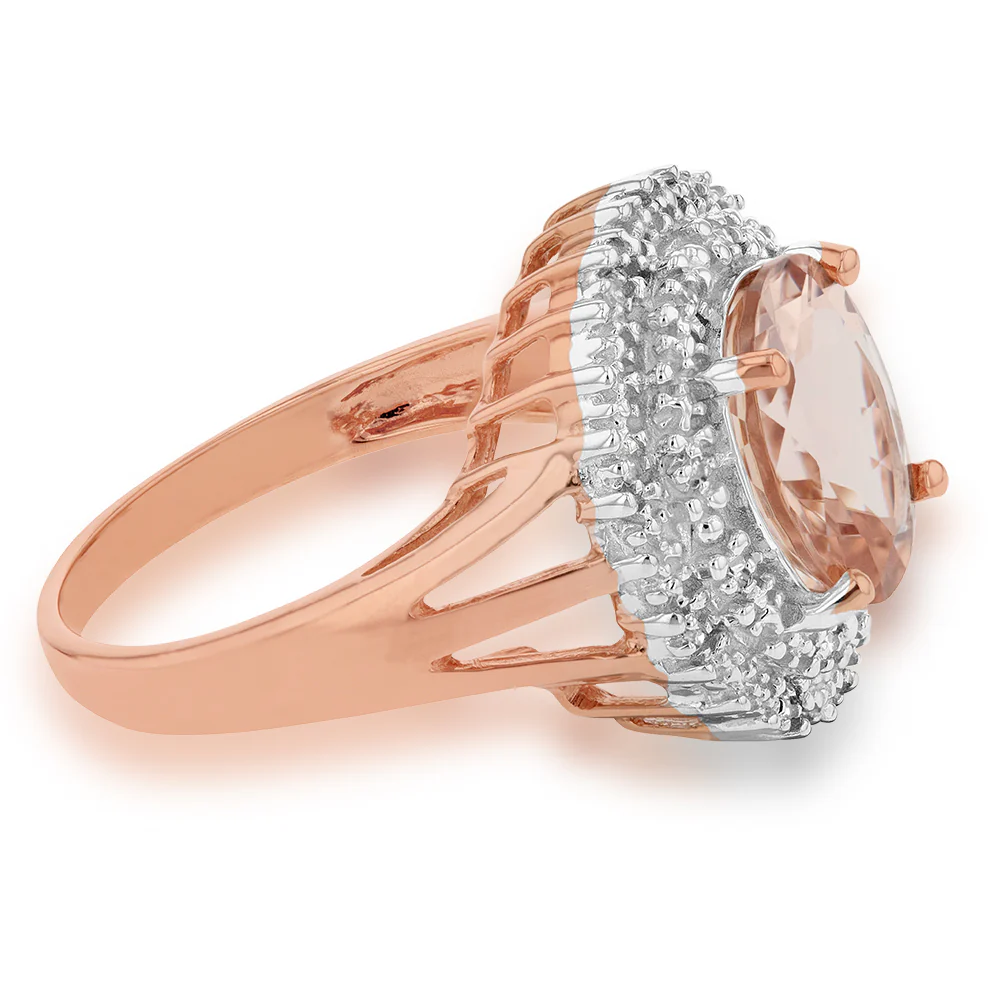 9ct Rose Gold 2.00ct Morganite and Diamond Ring - Image 2