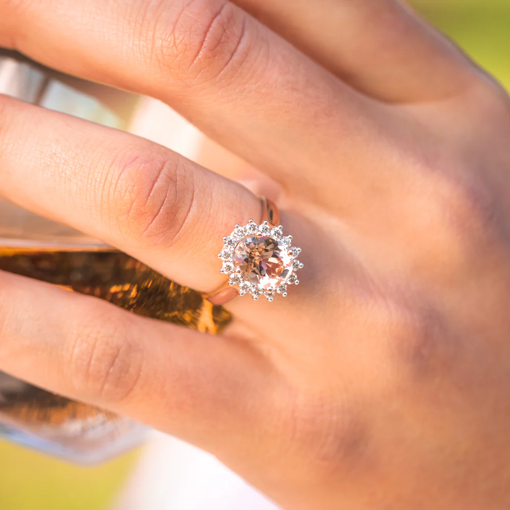 9ct Rose Gold 2.30ct Morganite and 1/2 Carat Diamond Ring - Image 3
