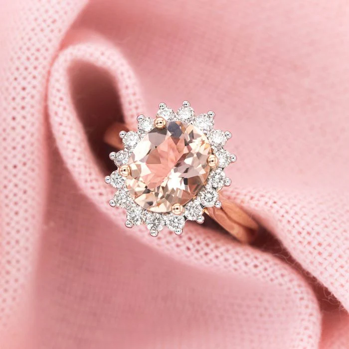 9ct Rose Gold 2.30ct Morganite and 1/2 Carat Diamond Ring - Image 5