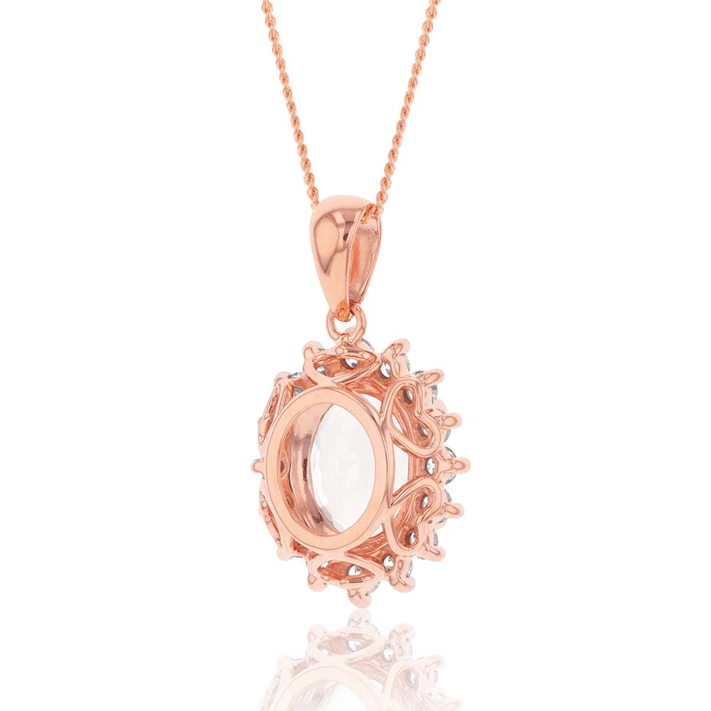 9ct Rose Gold 2.30ct Morganite and Diamond Pendant on 45cm 9ct Rose Gold Chain - Image 2
