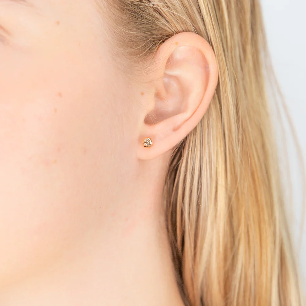 9ct Rose Gold 5mm Diamond Cut Studs - Image 2
