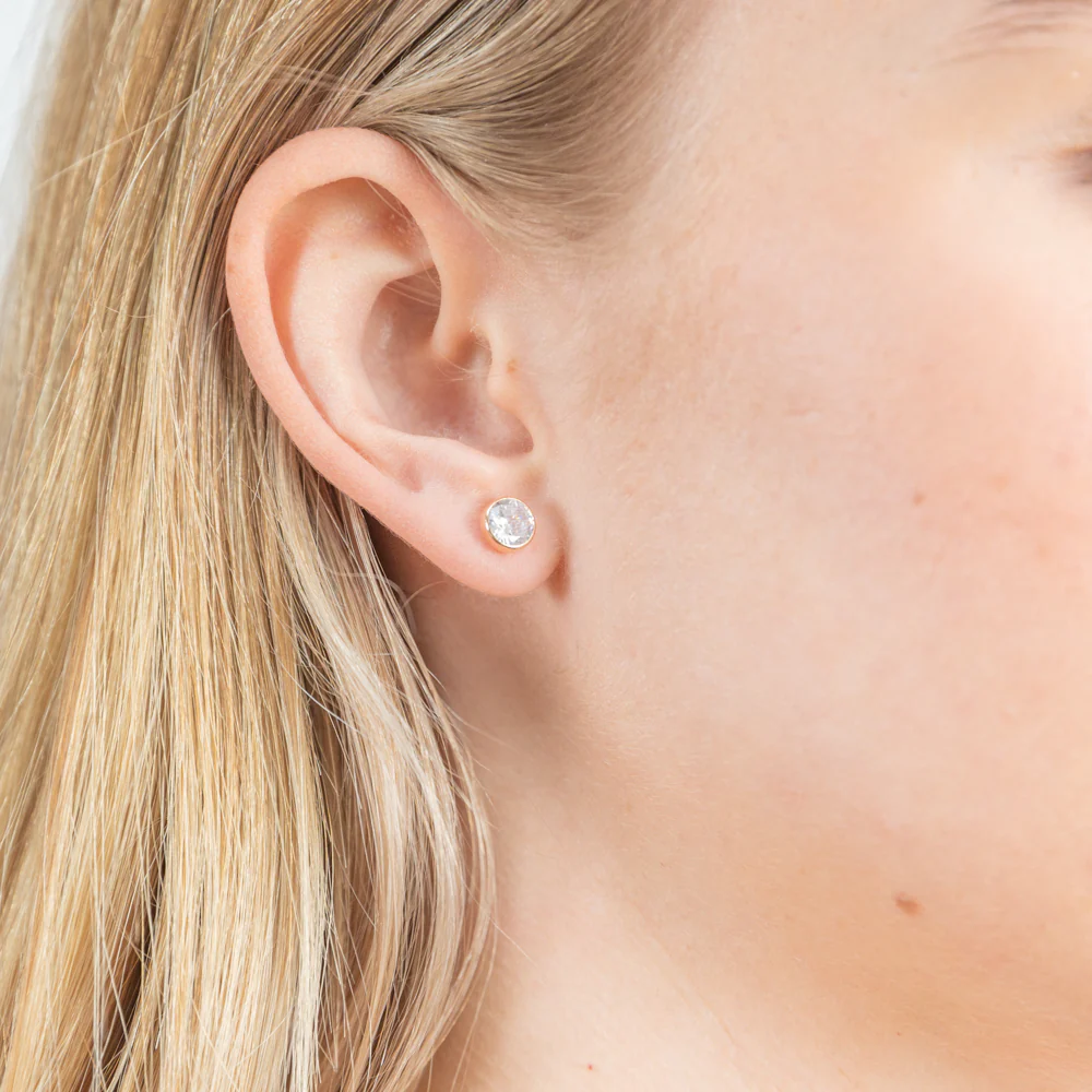 9ct Rose Gold 6mm Cubic Zirconia Stud Earrings - Image 2