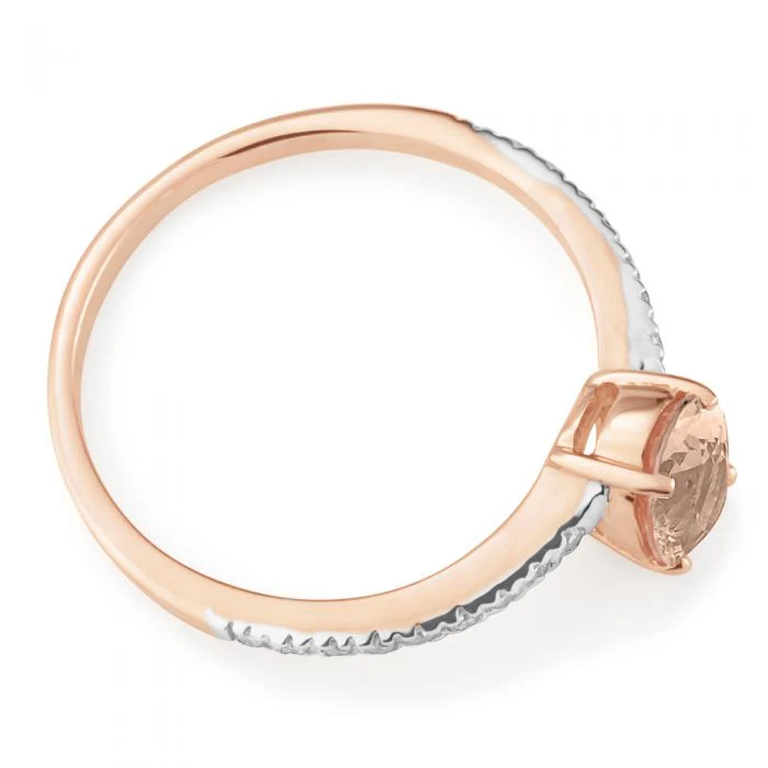 9ct Rose Gold 7x5mm 0.80ct Morganite & Diamond Ring - Image 2