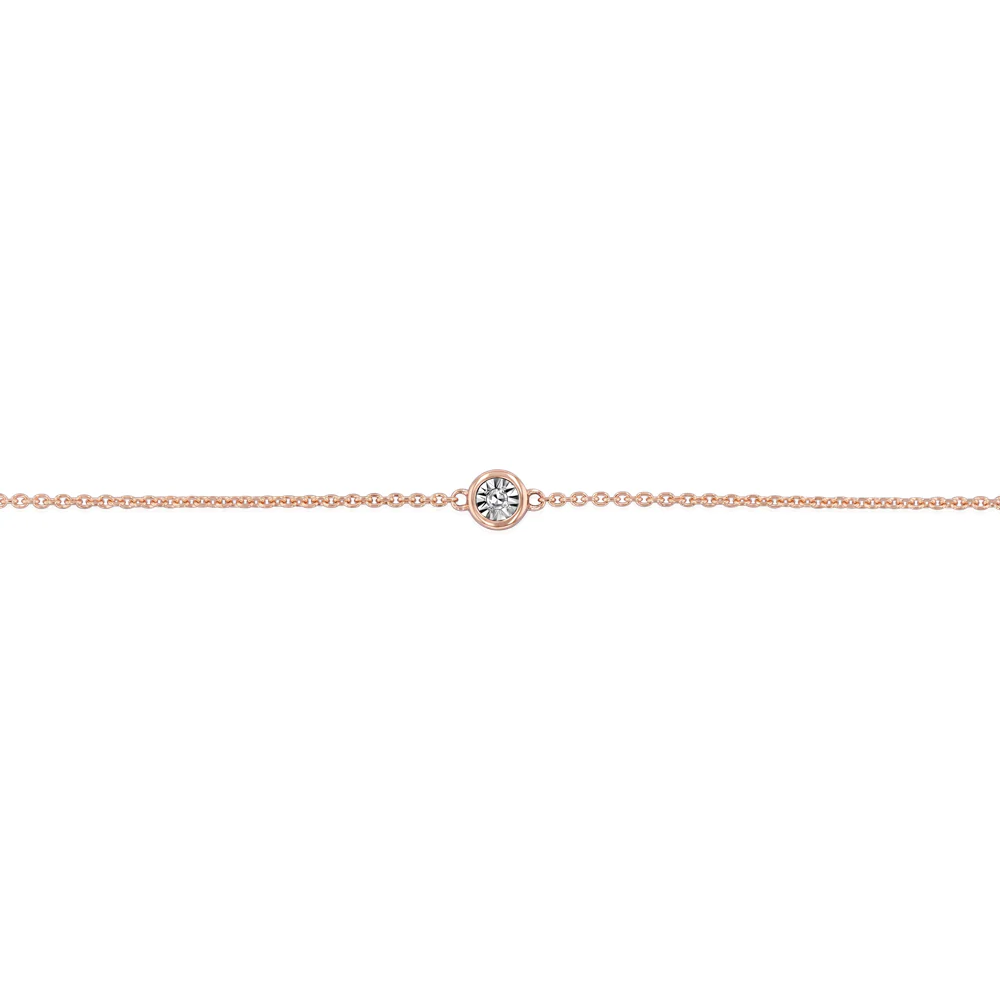 9ct Rose Gold Diamond Adjustable 16-18cm Bracelet - Image 3