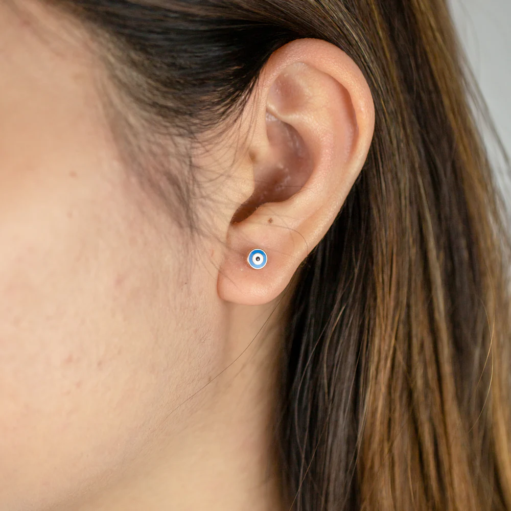 9ct Rose Gold Evil Eye Stud earrings - Image 2