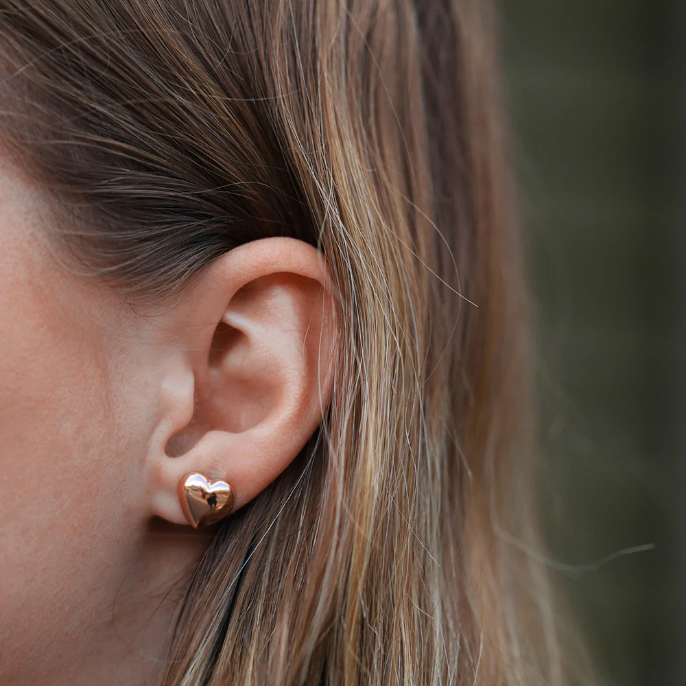 9CT Rose Gold Heart Stud Earring - Image 3