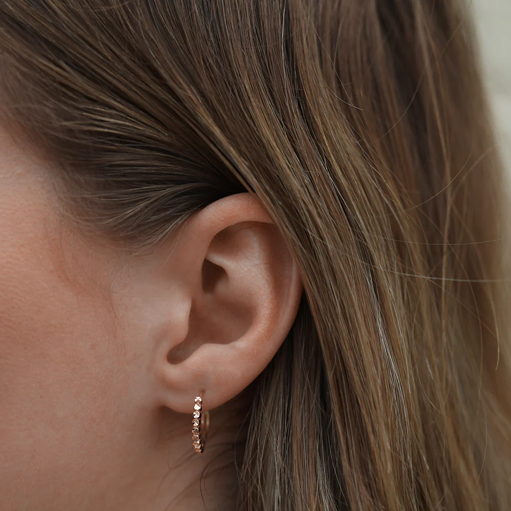9ct Rose Gold Hoop Patterned Earrings - Image 3