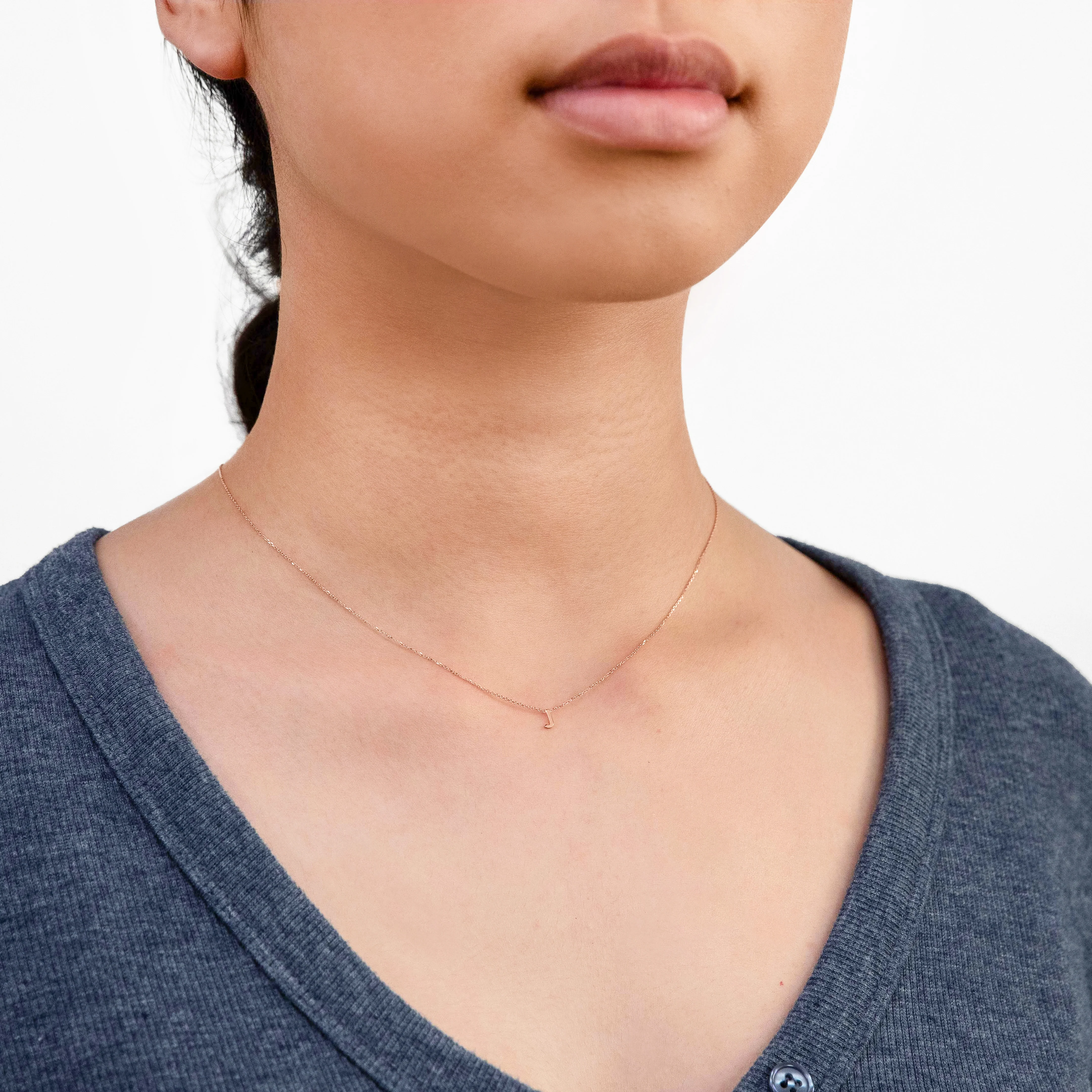 9ct Rose Gold Initial "J" Pendant On 43cm Chain - Image 2