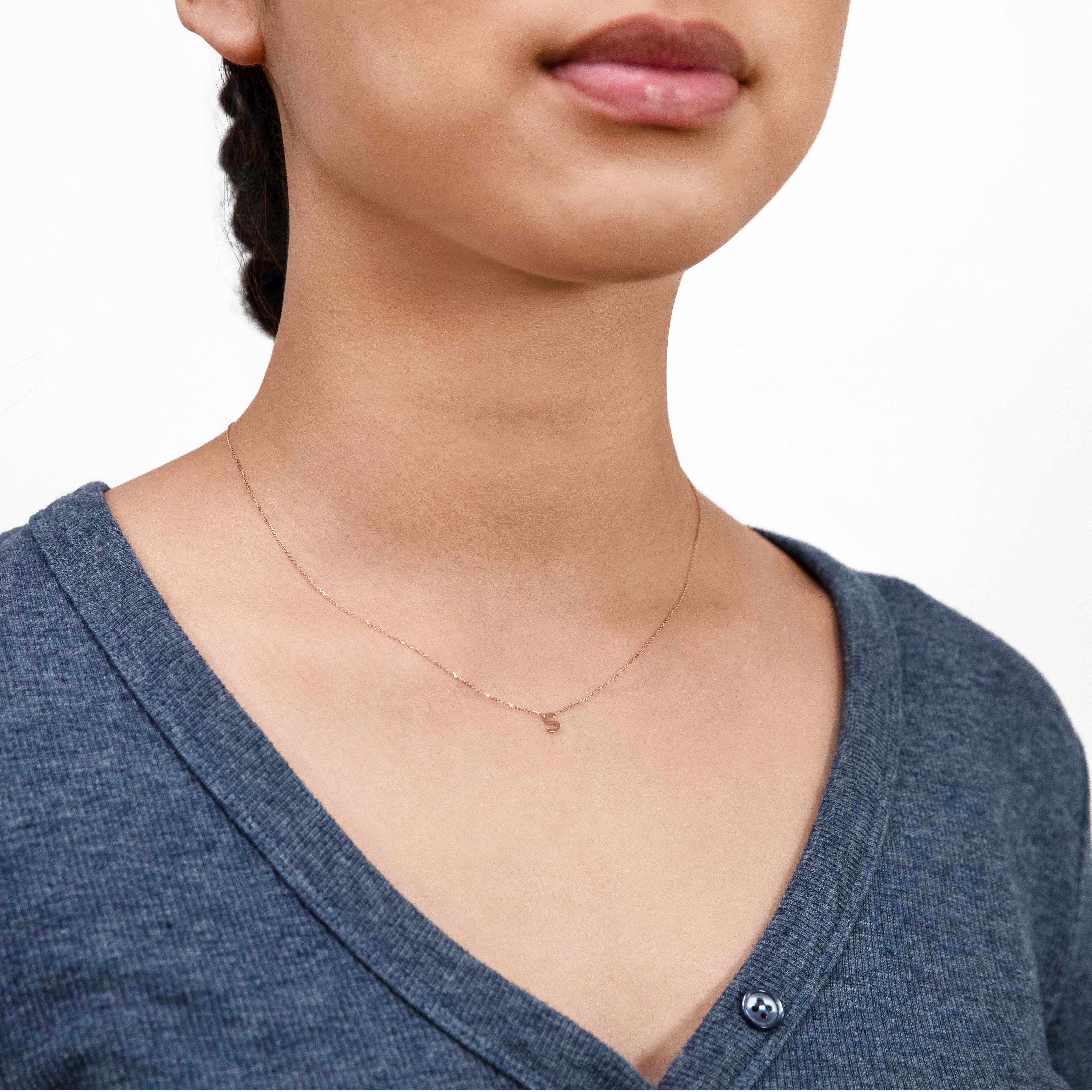 9ct Rose Gold Initial "S" Pendant On 43cm Chain - Image 2