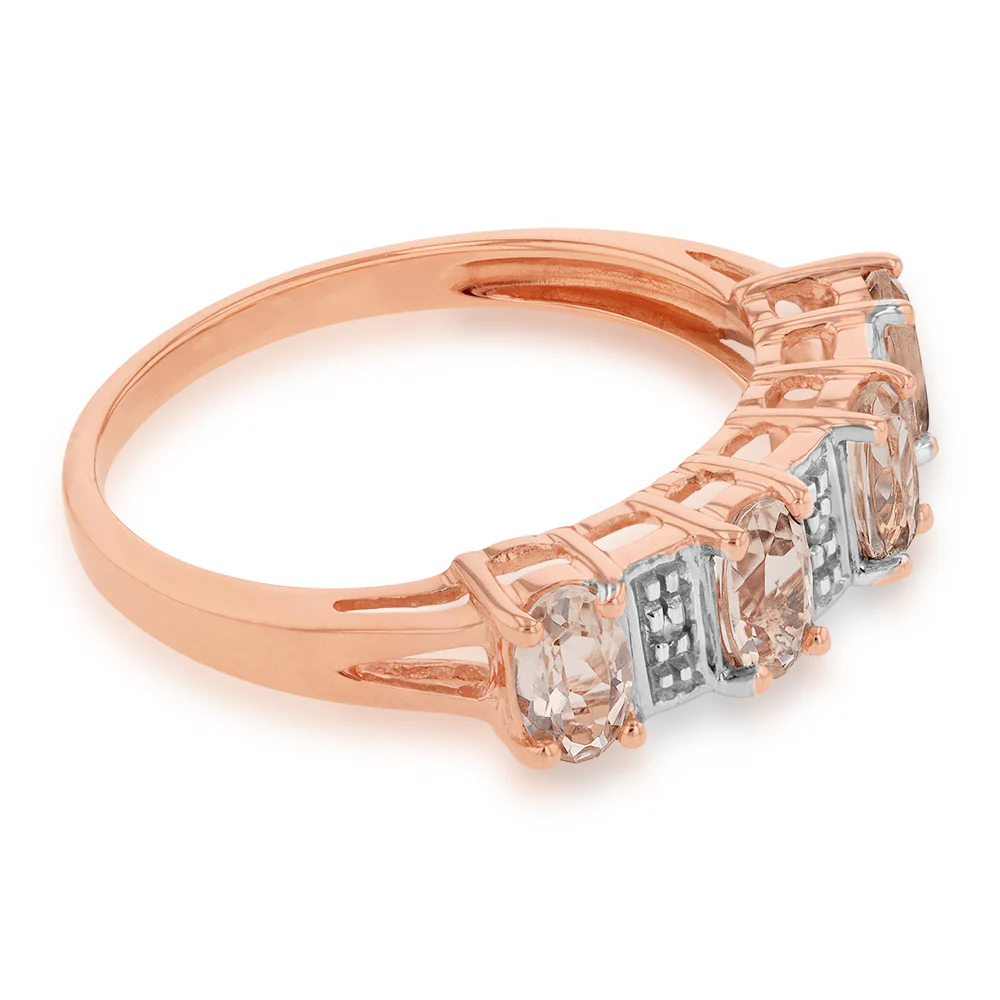 9ct Rose Gold Morganite and Diamond Ring - Image 2
