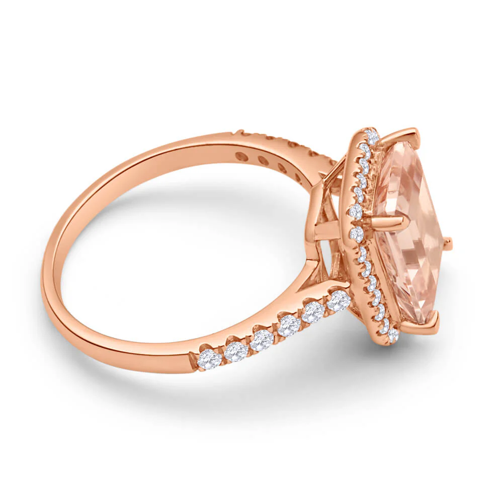 9ct Rose Gold Morganite and Diamond Ring - Image 2