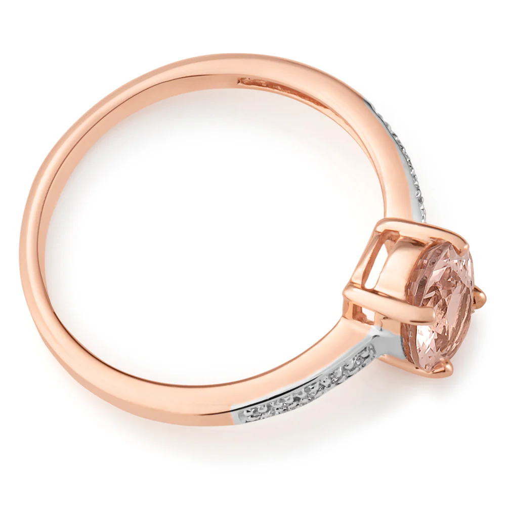 9ct Rose Gold Morganite & Diamond Ring - Image 2
