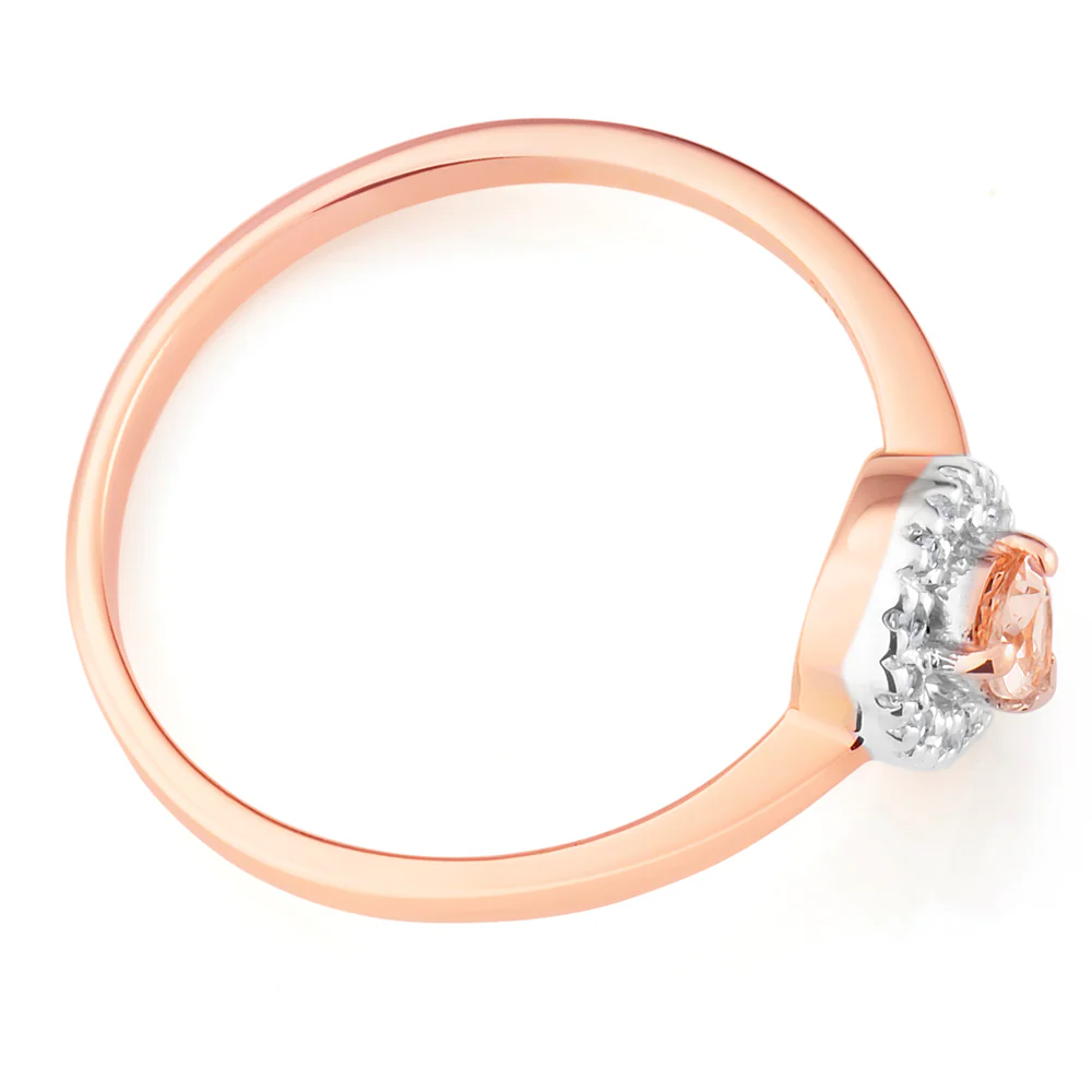 9ct Rose Gold Morganite & Diamond Ring - Image 2