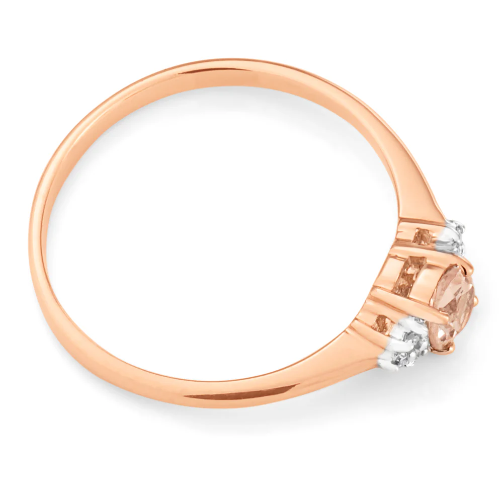 9ct Rose Gold Morganite Ring with Diamonds - Image 2