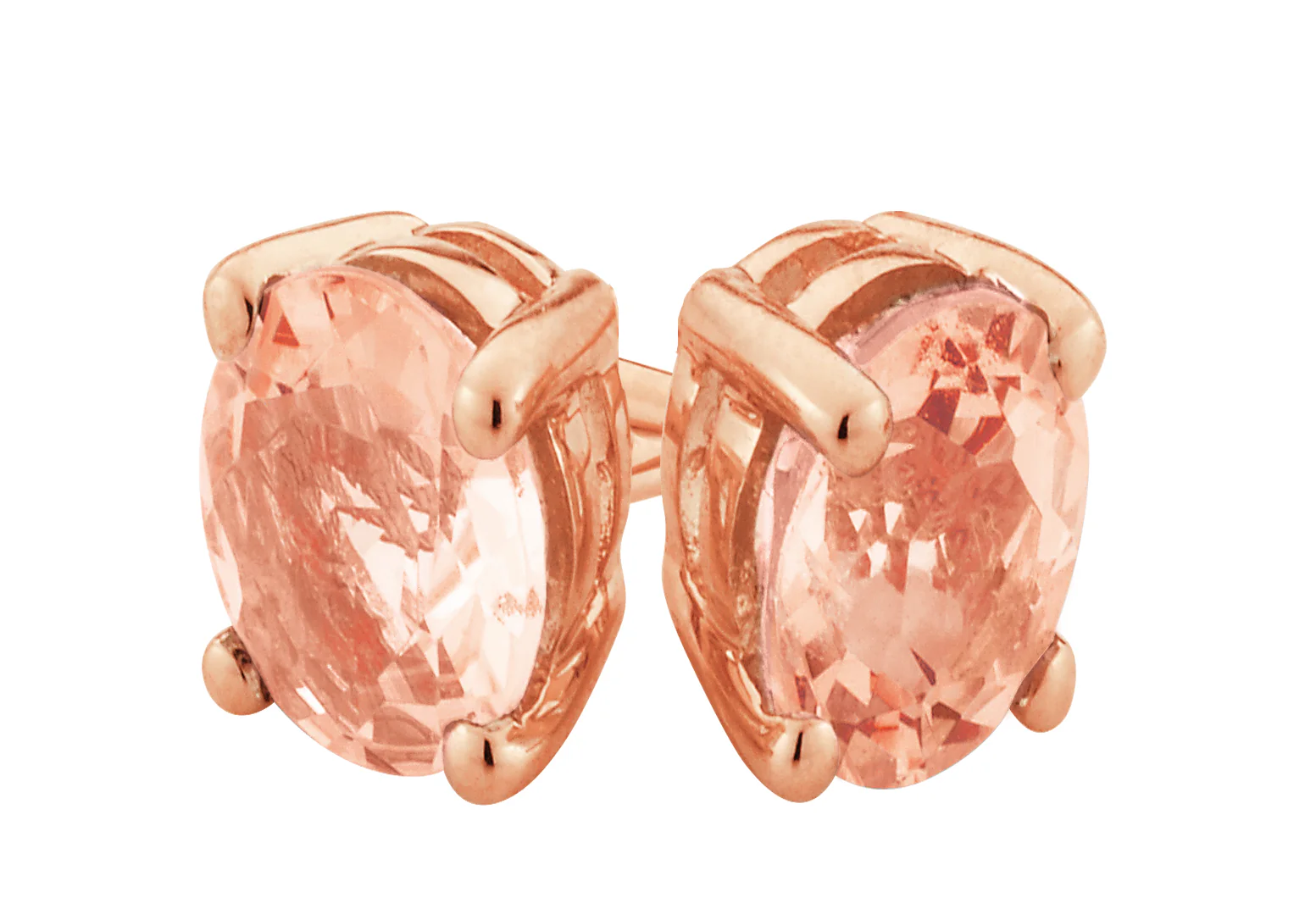 9ct Rose Gold Oval 6MM x 4MM Morganite Stud Earrings - Image 2