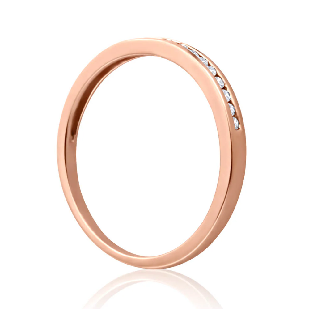 9ct Rose Gold Ring With 0.1 Carats Of Channel Set Diamonds - Image 2