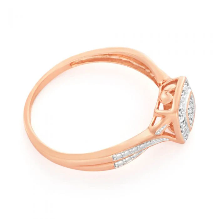 9ct Rose Gold Ring With 21 Brilliant Cut Diamonds - Image 2