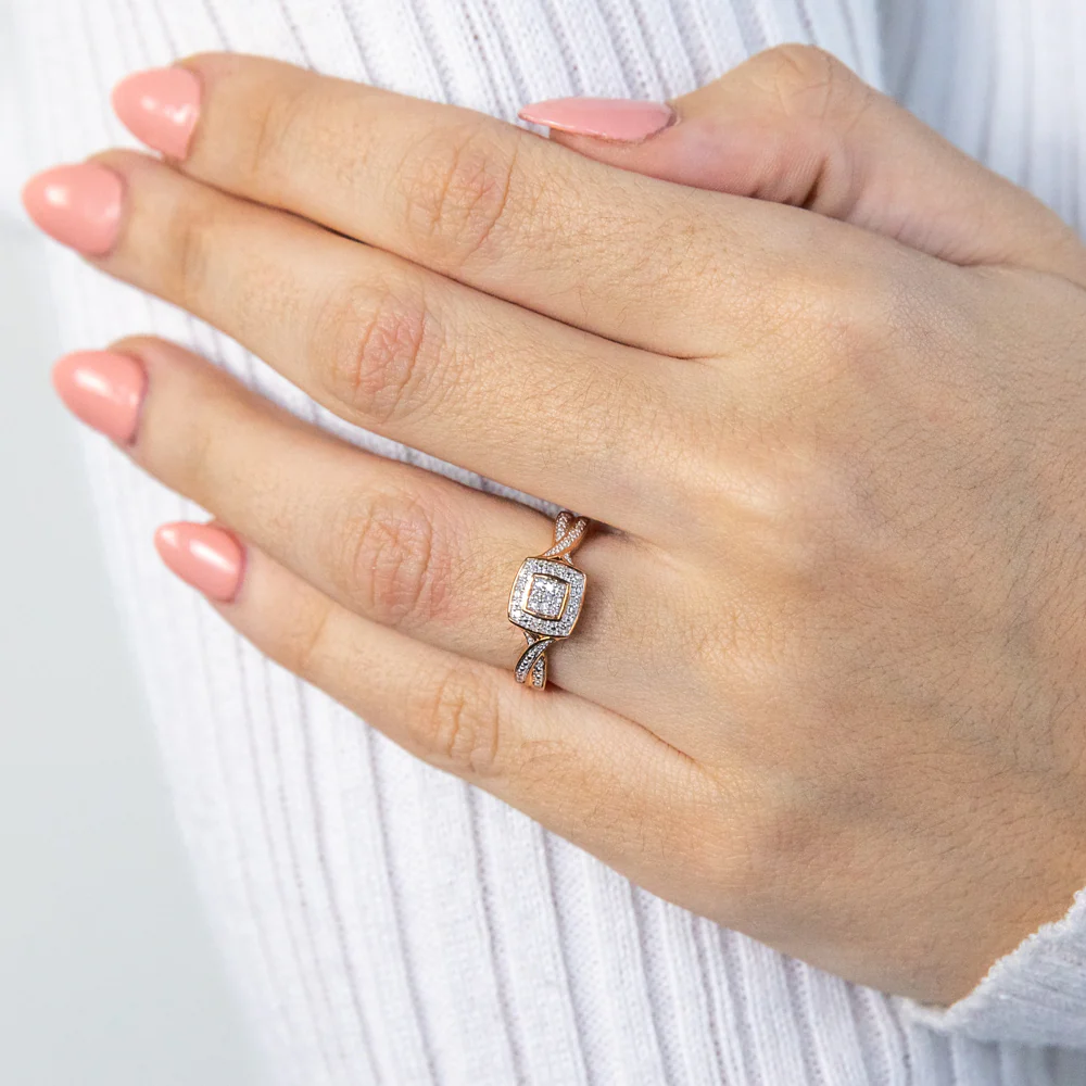 9ct Rose Gold Ring With 21 Brilliant Cut Diamonds - Image 3