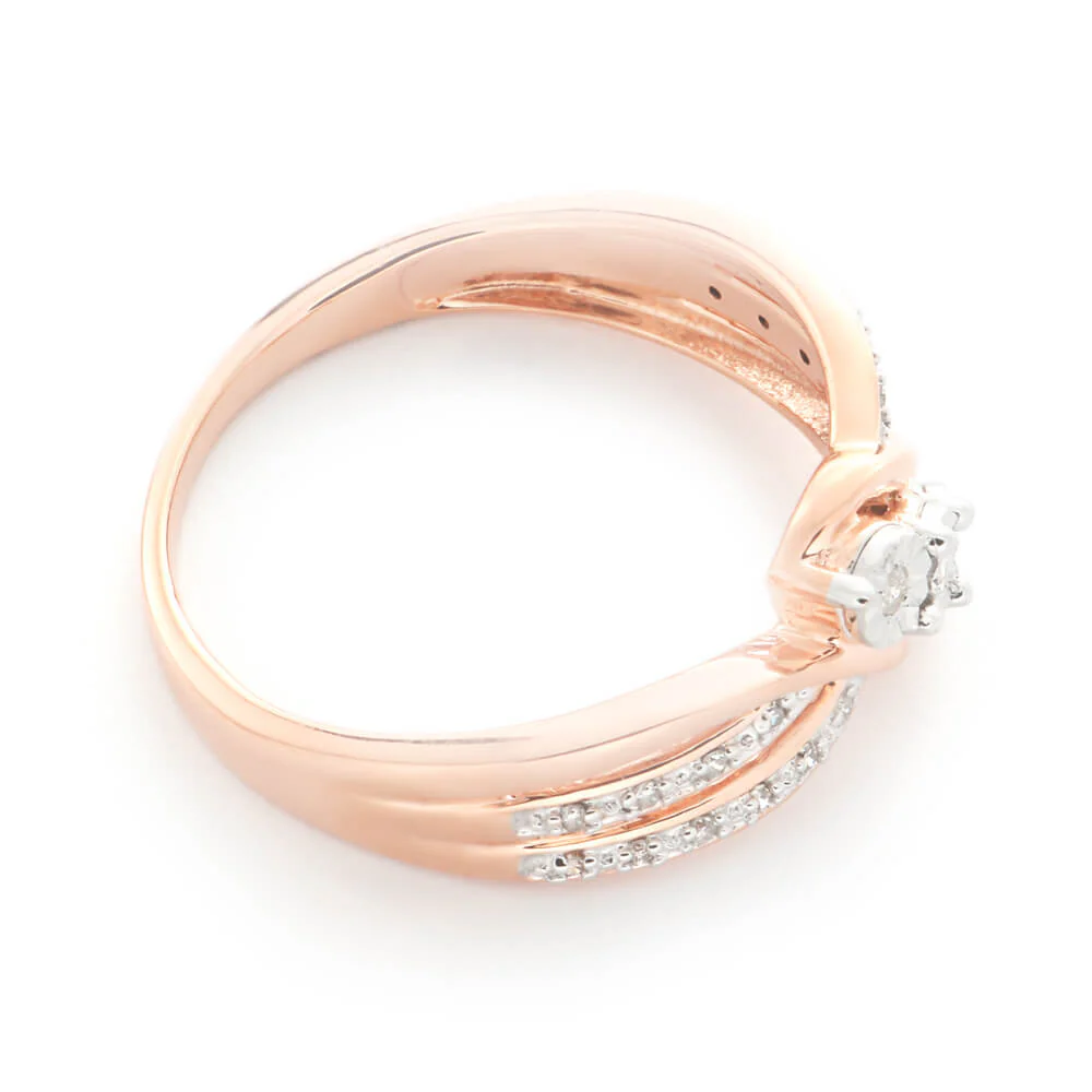 9ct Rose Gold Ring With 23 Brilliant Cut Diamonds - Image 2