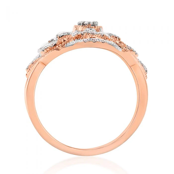 9ct Rose Gold Ring with Carat of Diamonds - Image 3