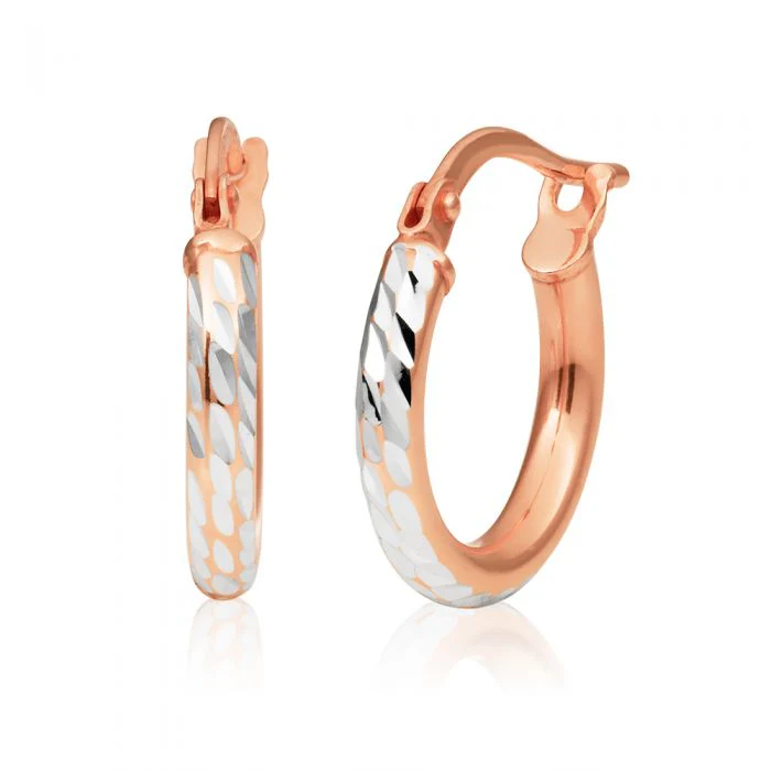 9ct Rose Gold Silver Filled 2x10mm Hoop Earrings - Image 2